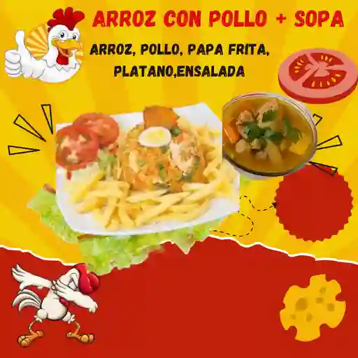 Arroz con pollo especial + sopa