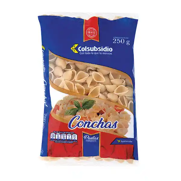 Pastas Conchas Colsubsidio