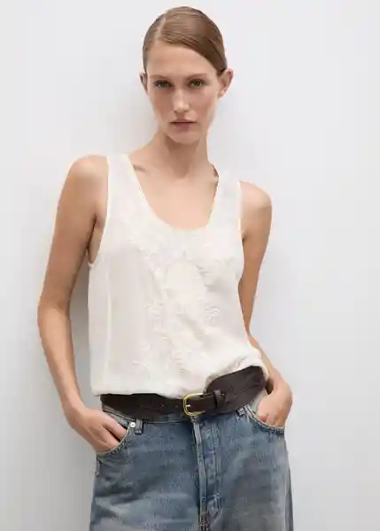 Top Tank Offwhite Talla M Mujer Mango