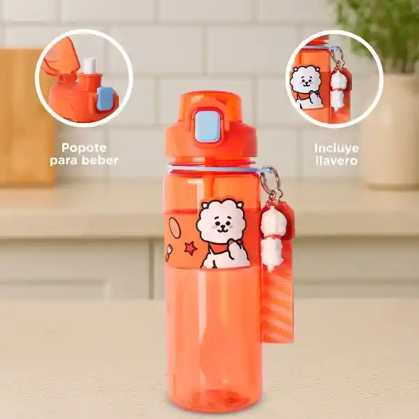 Botella Con Correa y Funda Serie Naranja 800 mL Bt21 Miniso