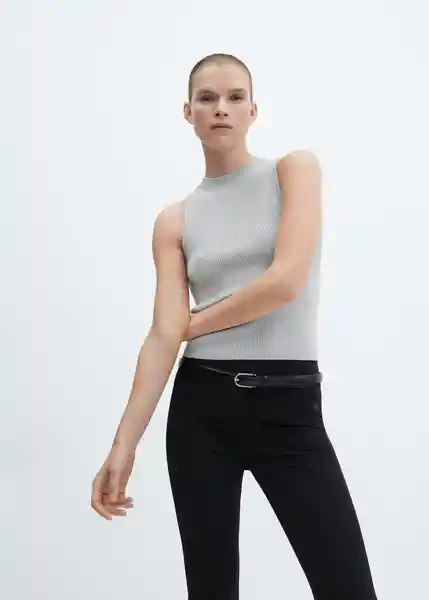 Top Gasparin Gris Talla M Mujer Mango