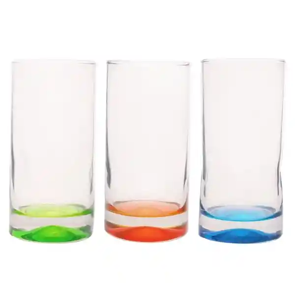 Set Vasos Altos Vidrio Fondo Color x 12 5 Oz