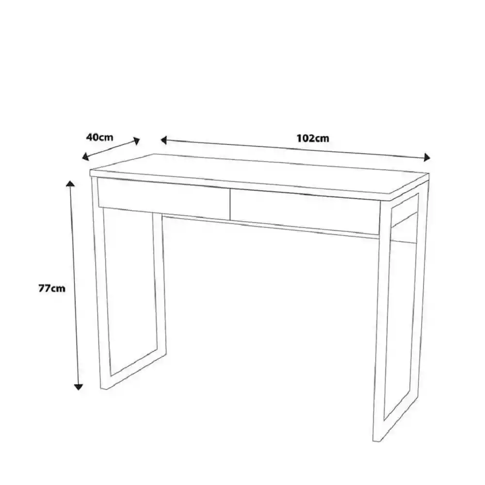 Escritorio de Dos Cajones-Blanco. Elaborado en Madeflex y Aluminio. Color Blanco. Con Forma Rectangular. Tiene Dos Cajones en Orientación Horizontal. Tamaño Ideal Para Cualquier Espacio. Medidas Del Mueble Ensamblado: Fondo 40  cm. Alto 76.5  cm. Ancho 101