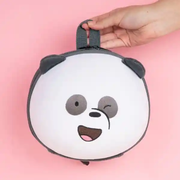 Mochila Infantil Textura Suave Oso Panda Negro Wbb Miniso