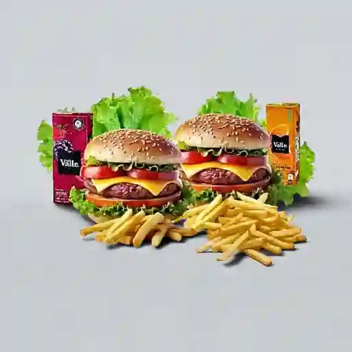 Combo 2 Hamburguesas, Papa y Jugo