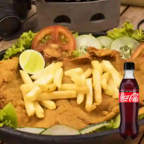 Combo Chuleta de Pollo/Cerdo +Cocacola S/az 450 ml