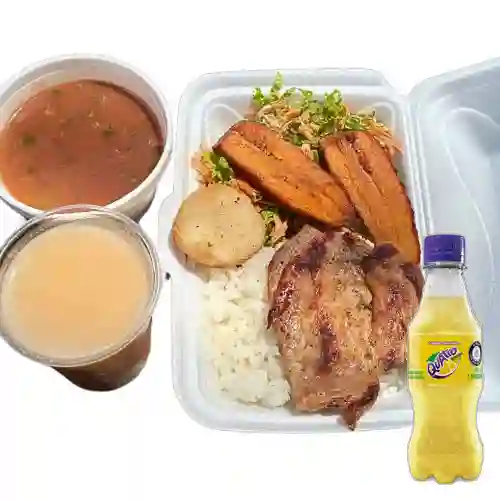 Combo Almuerzo Economico Cerdo + Quatro Original 250ML