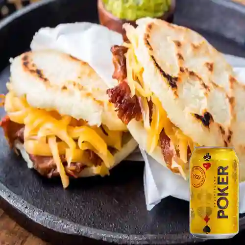 Combo Arepa Tradicional + Cerveza Poker Lta 330ml