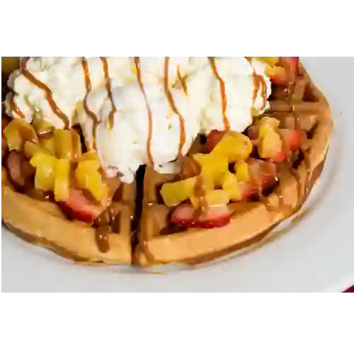 Waffle Arequipe Fresa y Durazno
