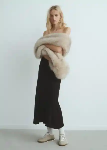 Falda Zonard Negro Talla 24 Mujer Mango