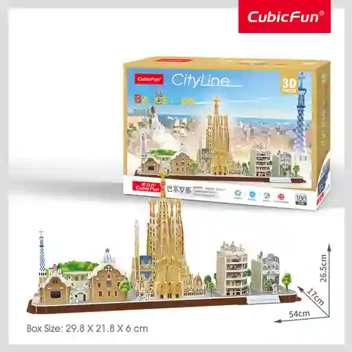 Cubic Fun Rompecabezas City Line Barcelona 3D