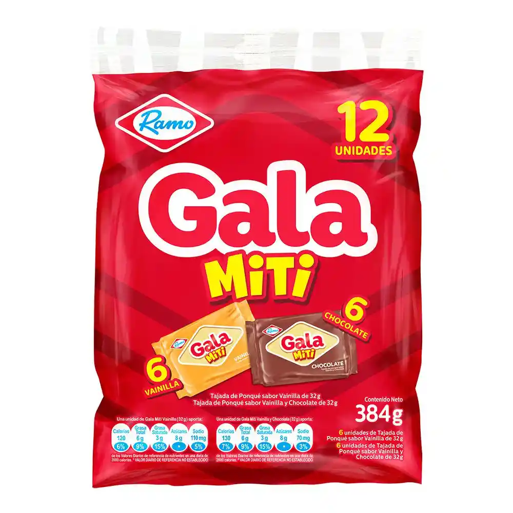 Gala Ponqué Miti Sabor Vainilla y Chocolate
