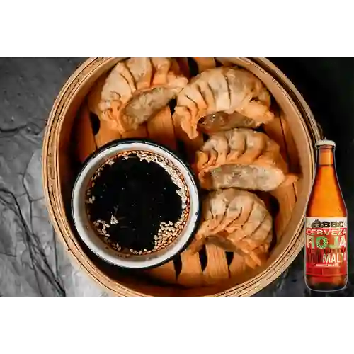 Combo Gyozas + Cerveza BBC Monserrate Roja Bot. 330ml