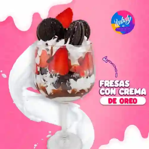 Fresas con Crema Oreo + Helado 12Onz