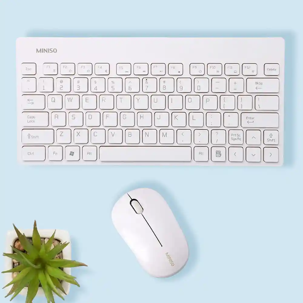 Miniso Set de Teclado y Ratón Inalámbrico Blanco y Gris