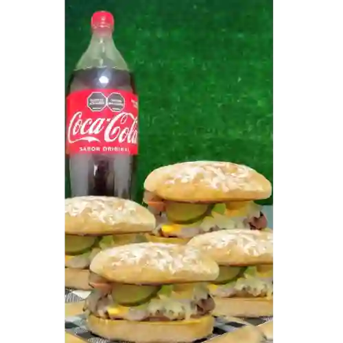4 Hamburguesas Clasicas + 1.5 Litros