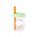 Vaso de Vidrio de Con Tapa de Silicona Verde Miniso