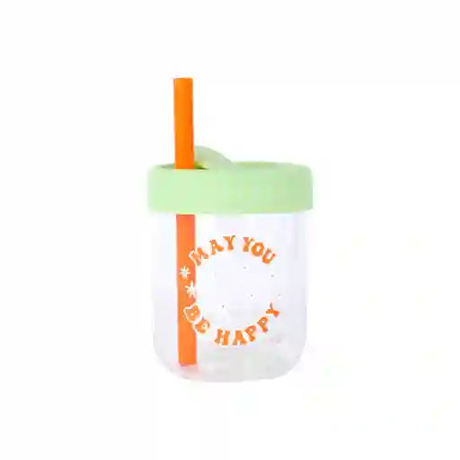 Vaso de Vidrio de Con Tapa de Silicona Verde Miniso