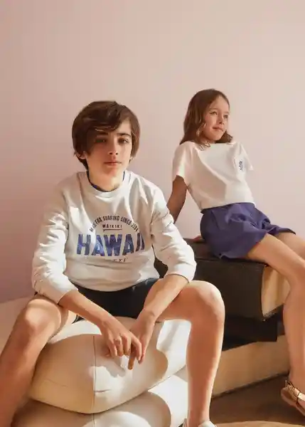 Buzo Sudadera Hawaii Offwhite Talla 12 Niños Mango