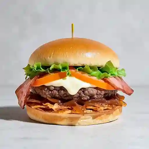 Bacon Chilli Burger y Papas