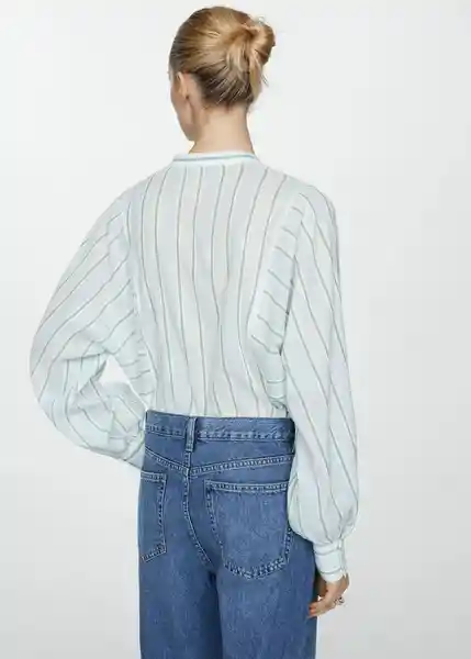 Camisa Bamboo Azul Talla M Mujer Mango