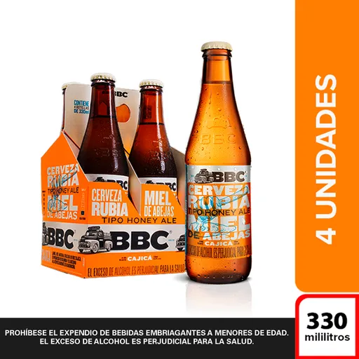 Bbc Pack Cerveza Cajicá Miel 330 mL x 4 Und