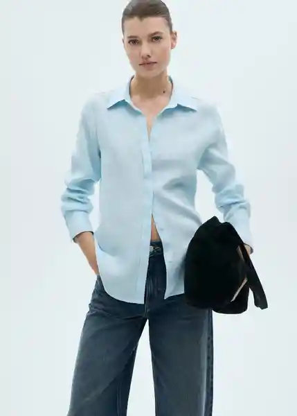 Camisa Samara Celeste Talla S Mujer Mango