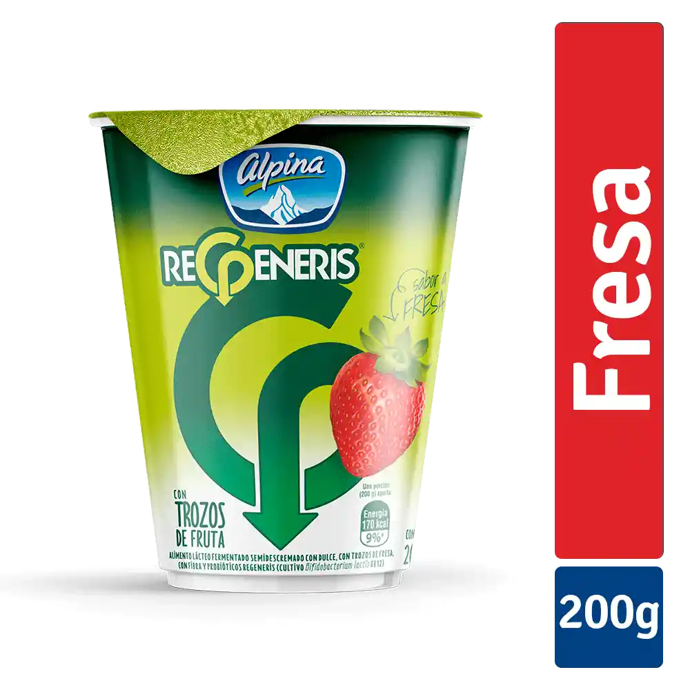 Alimento Lácteo Regeneris Trozos Fresa Vaso 200g