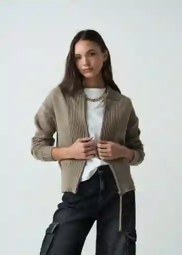 Saco Tejido Mujer Gris Aluminio Claro Talla S 582G083 Naf Naf