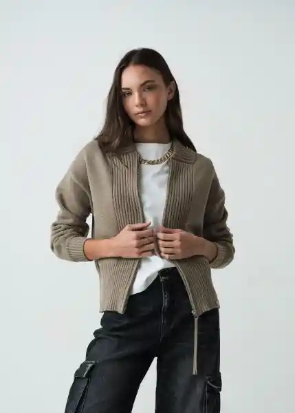 Saco Tejido Mujer Gris Aluminio Claro Talla S 582G083 Naf Naf