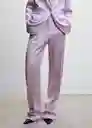 Pantalón Topete Malva Talla 36 Mujer Mango