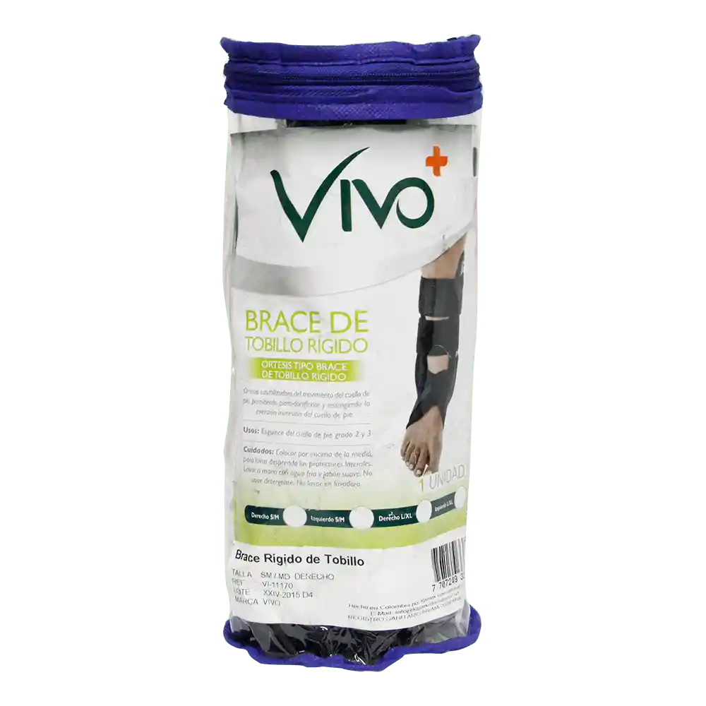 Brace Vivo+ Tobillo Rigido Derecho S M