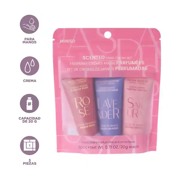 Set de Crema Para Manos Perfumada Floral Serie Miniso