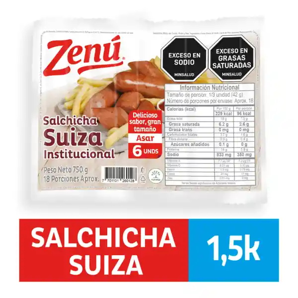 Zenú Salchicha Suiza Institucional