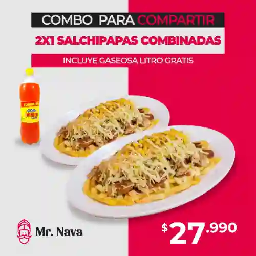 2 Salchipapas Combinadas + Gaseosa Grati