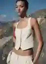 Chaleco Geranio Crudo Talla 24 Mujer Mango