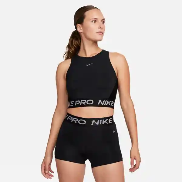 Nike Camiseta W Np Df Crop Tank Shine Mujer Negro XS