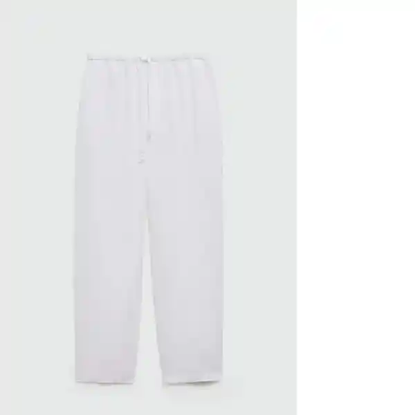 Pantalón Linen Blanco Talla S Mujer Mango