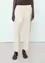 Pantalón Fluido Beige Talla M Mujer Mango