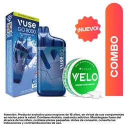 Vapeador Vuse Go 8000 Blueberry Ice 34 Mg + VELO – Menta Verde 4mg