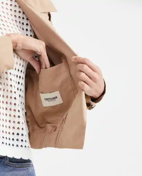 Chaqueta Crop Trench Coat Café Rubio Medio Talla M Chevignon
