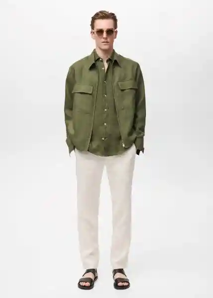 Camisa Parrot Verde Talla L Hombre Mango