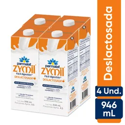 Pack x 4 Leche deslactosada  Parmalat Zymil UHT x 946 