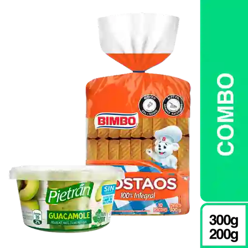 Combo Tostaos Integral Bimbo 300g + Pietran Aderezo de Guacamole