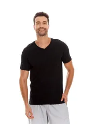 Belife Camiseta Manga Corta Cuello en V Negro Talla S Bronzini