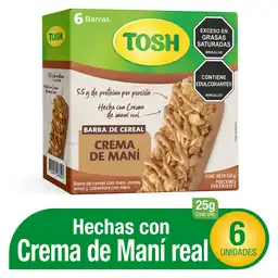 Tosh Barra de Cereal Crema de Maní 6 x 25 g