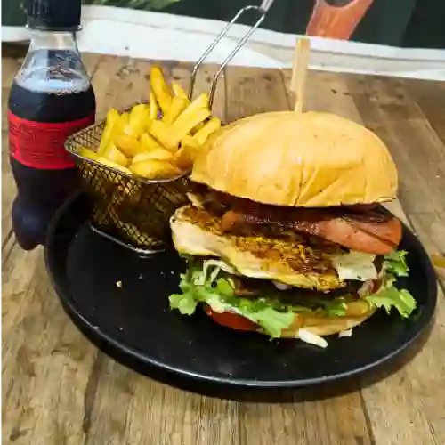 Hamburguesa Big Bang + Papas + Coca Cola