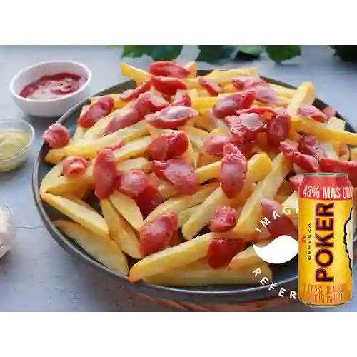 Combo Salchipapa Sencilla + Poker 330 ml