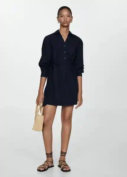 Vestido Pop-h Navy Talla L Mujer Mango