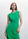 Vestido Nudo-H Verde Talla S Mujer Mango